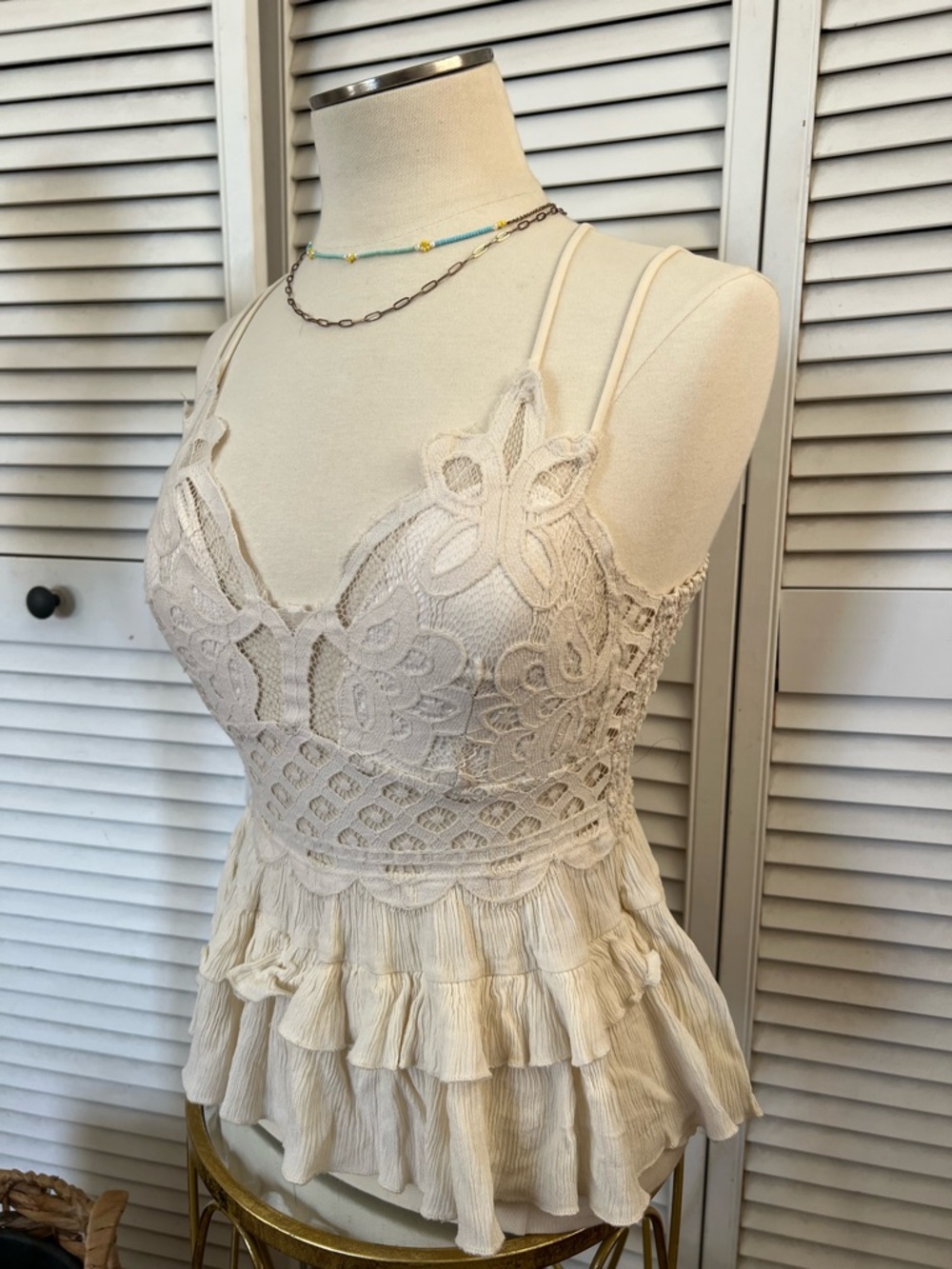 Zenana Outfitters Cream Crochet Camisole
